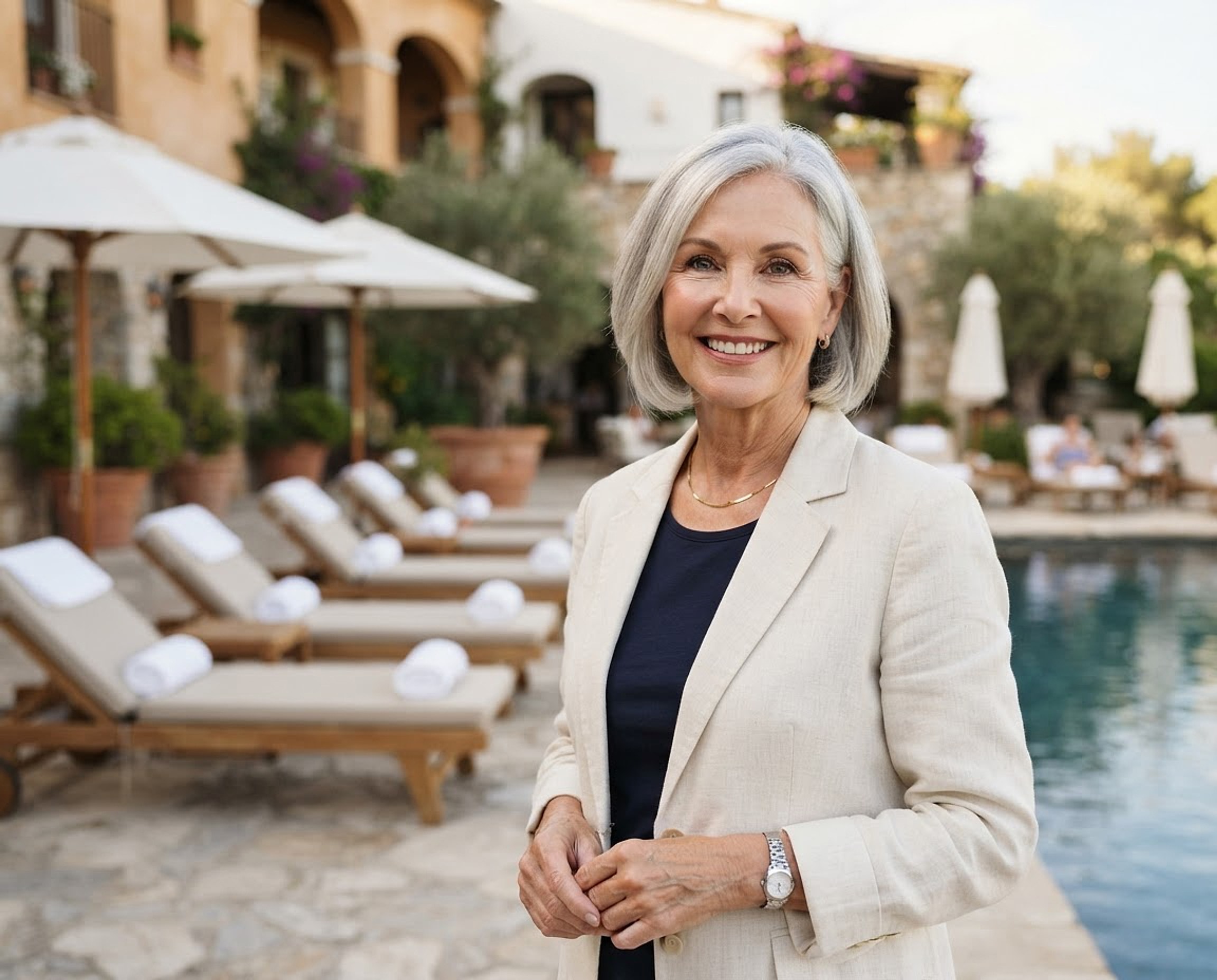 Concept image: a hotel owner on the pool terrace